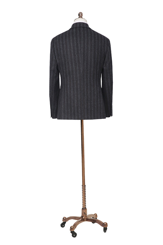 Custom charcoal pinstripe blazer in premium cashmere and wool blend