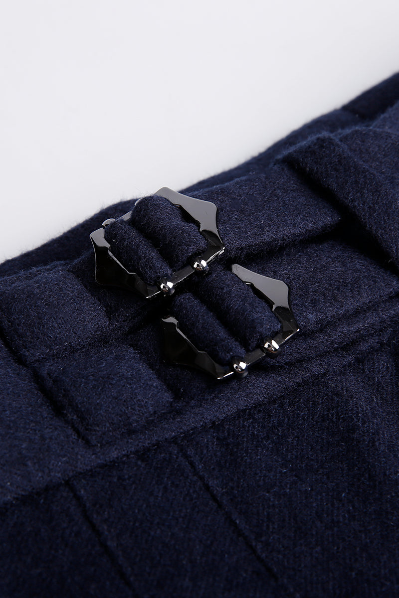 Luxury cashmere and silk fabric texture on bespoke navy pants