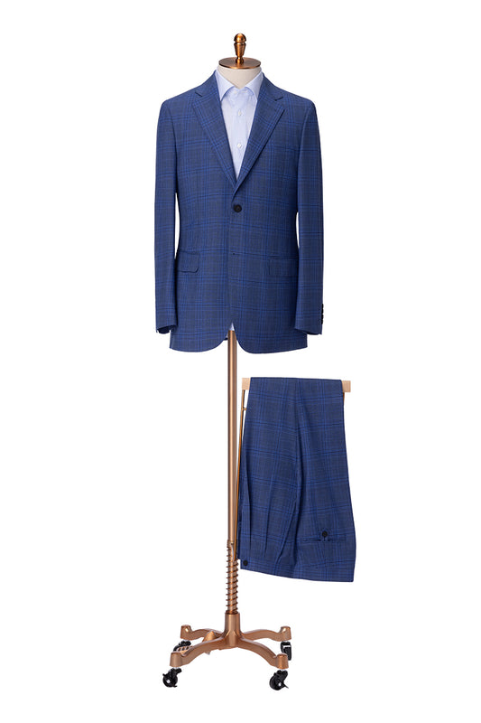 Bespoke blue plaid suit – luxury men’s fashion with custom tailored fit