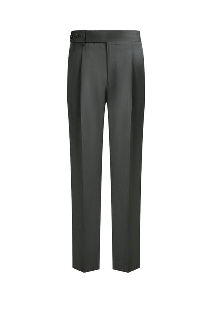 Custom forest green herringbone pants with premium woven fabric
