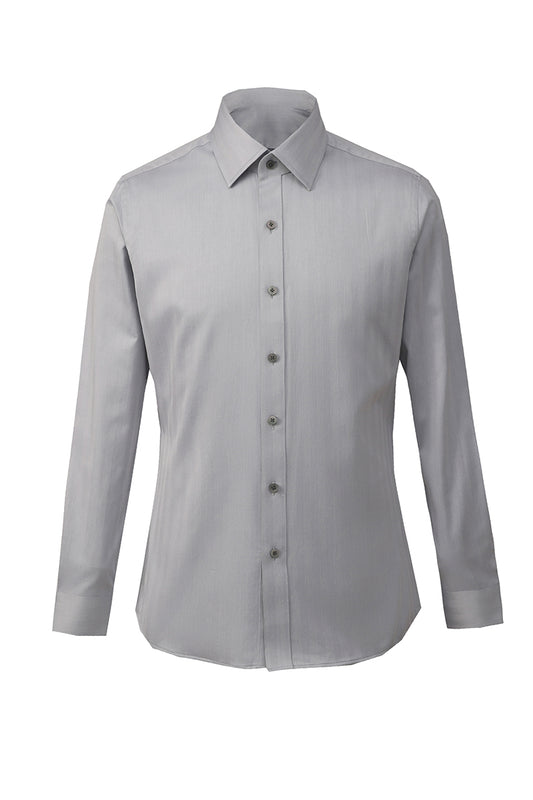 Bespoke grey herringbone shirt – luxury men’s fashion with custom tailored fit