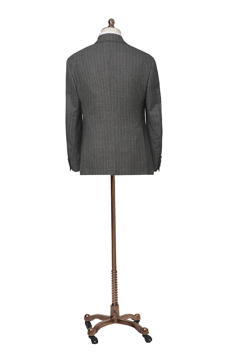 Custom grey herringbone blazer with premium woven fabric