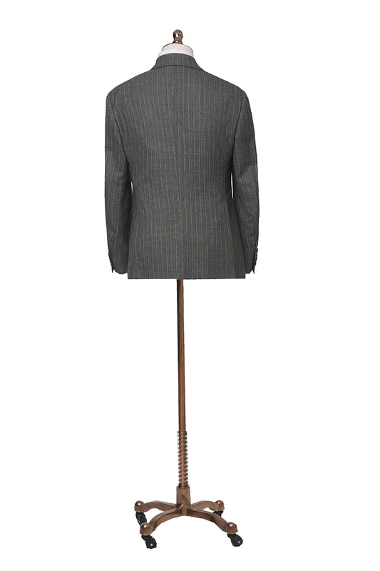 Custom grey herringbone blazer with premium woven fabric