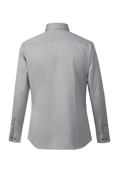 Custom grey herringbone dress shirt with premium woven fabric