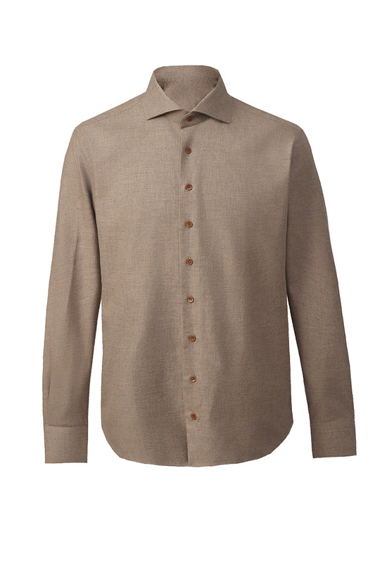Bespoke light brown yak wool shirt – luxury men’s fashion with custom tailored fit