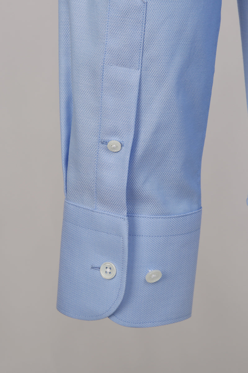 Custom light blue dress shirt custom sleeve and buttons with premium cotton 