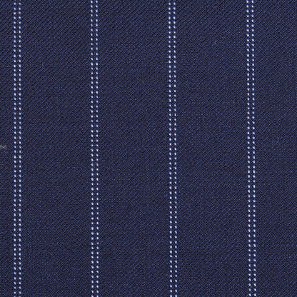 Navy Pinstripe Fabric Close Up