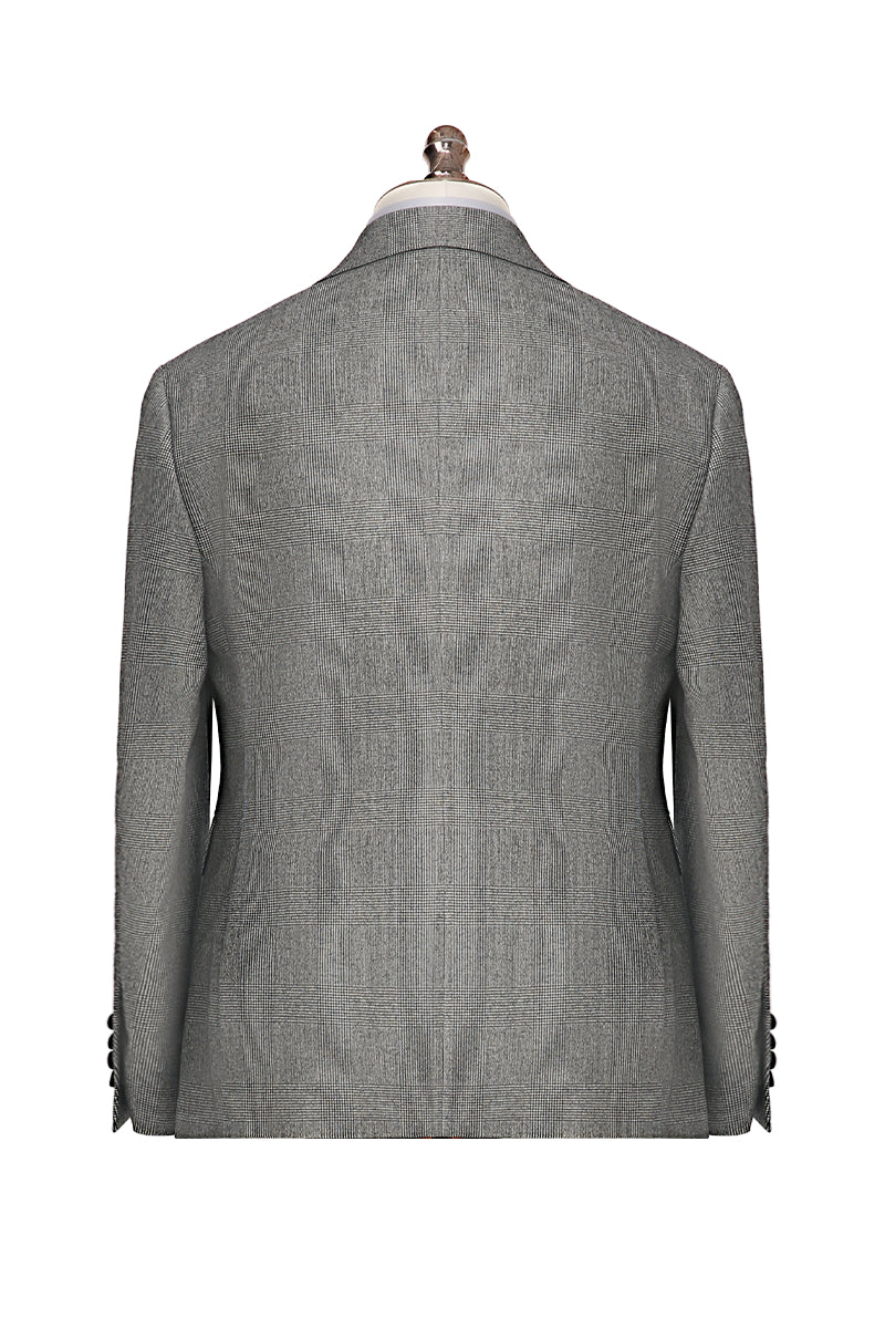 Custom grey check Prince of Wales blazer with premium fabric