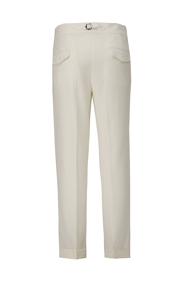 Custom white trousers with premium crisp fabric