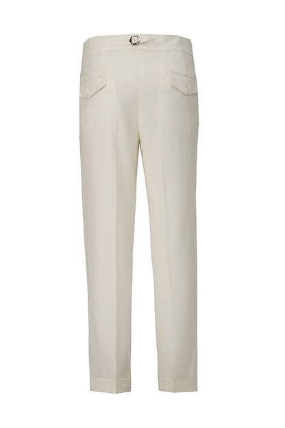 Custom white trousers with premium crisp fabric