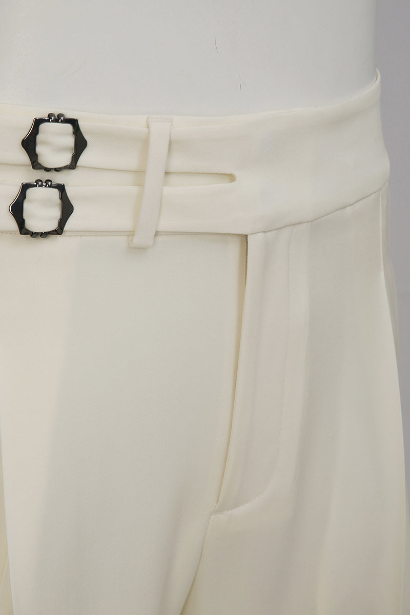 Luxury white fabric texture on bespoke men’s dress pants
