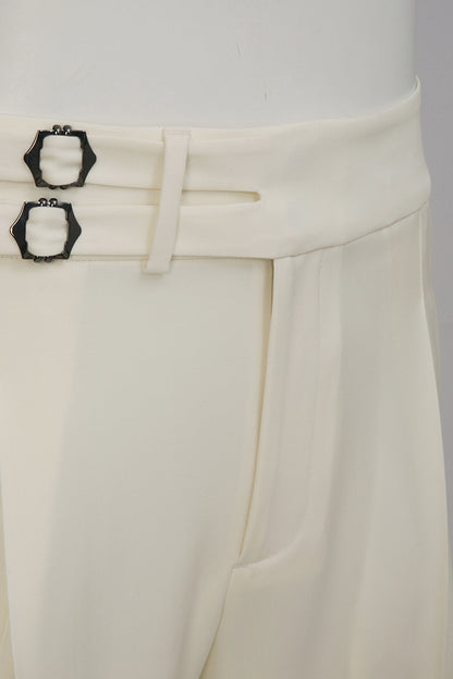 Luxury white fabric texture on bespoke men’s dress pants